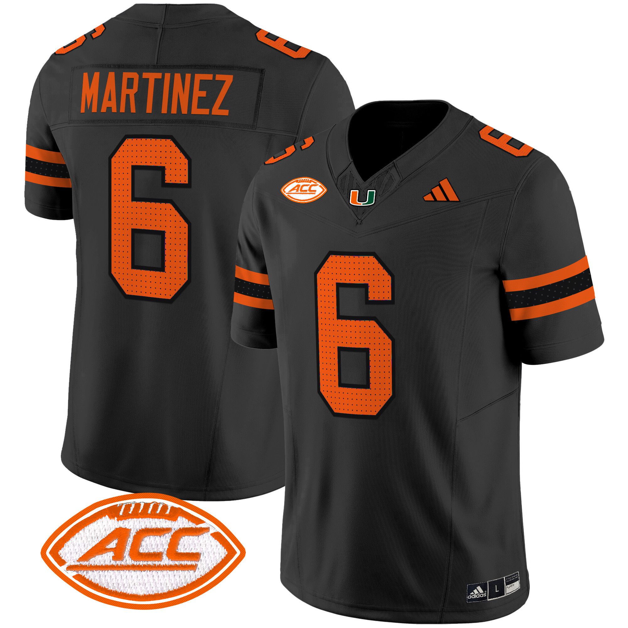 Men Miami Hurricanes #6 Martinez Black 2024 Vapor Limited NCAA Jersey